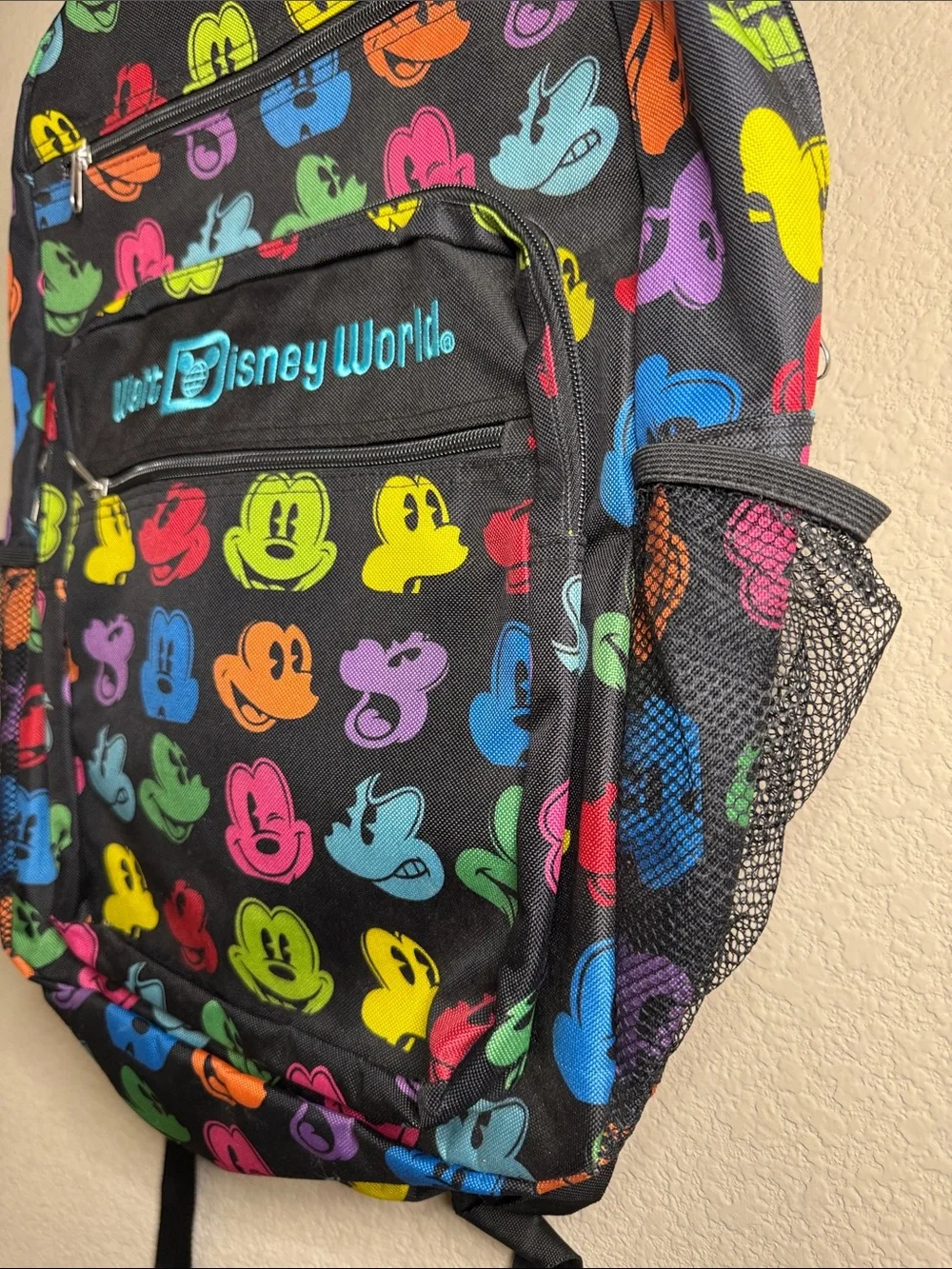 Disney Black Backpack with Multicolor Mickey Faces